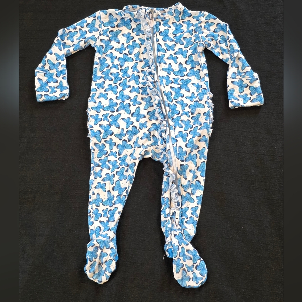 Posh Peanut Butterfly Ruffle Footie One Piece 0 To 3 Months